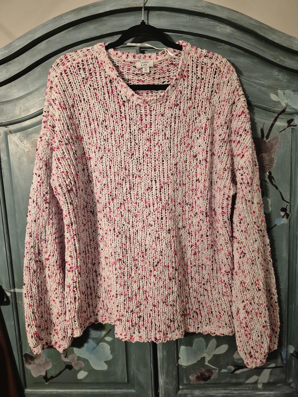 Cozy Pink Speckled Knit Women's Sweater